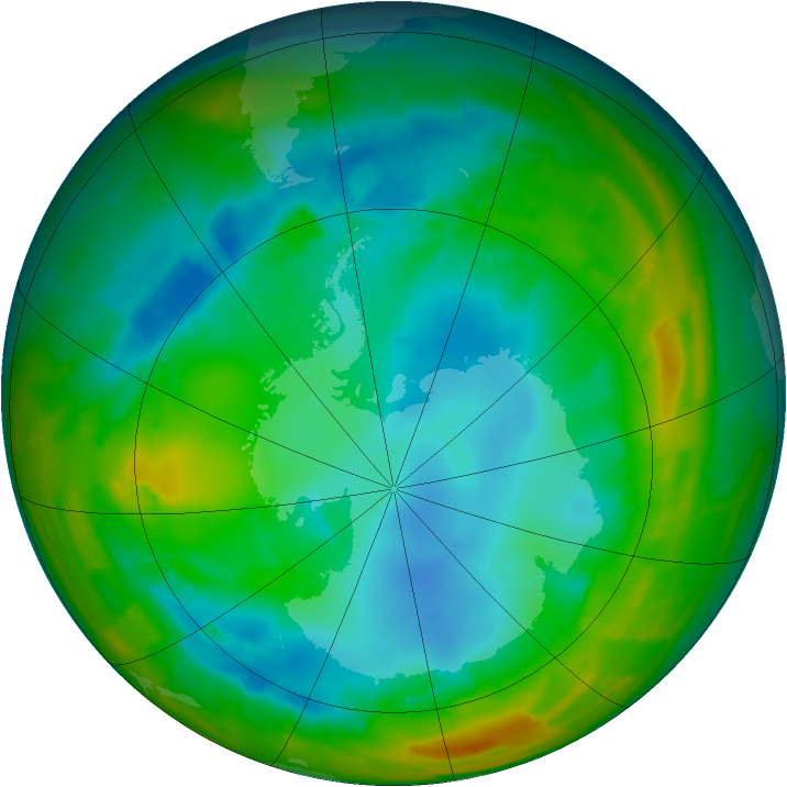Antarctic ozone map for 02 August 2012